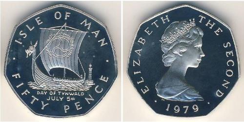 50 Пені Острів Мен Срібло Єлизавета II (1926-2022)
