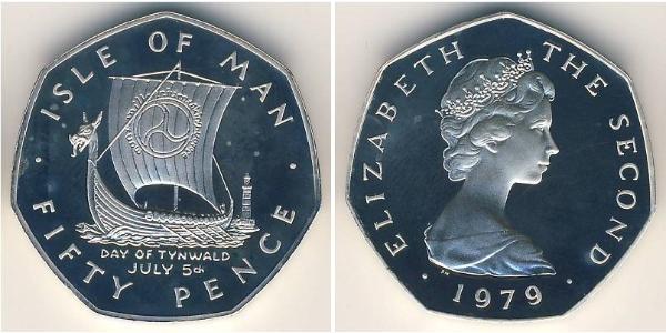 50 Пені Острів Мен Срібло Єлизавета II (1926-2022)