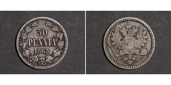 50 Пені Російська імперія (1720-1917) / Велике князівство Фінляндське (1809 - 1917) Срібло 