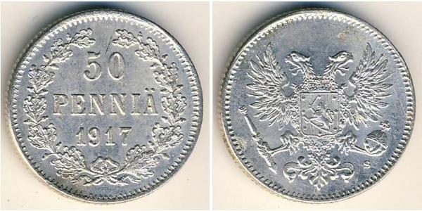 50 Пені Російська імперія (1720-1917) / Велике князівство Фінляндське (1809 - 1917) Срібло 