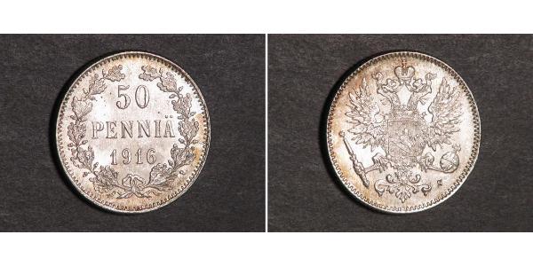 50 Пені Російська імперія (1720-1917) / Велике князівство Фінляндське (1809 - 1917) Срібло 