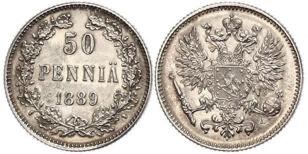 50 Пені Російська імперія (1720-1917) / Велике князівство Фінляндське (1809 - 1917) Срібло 