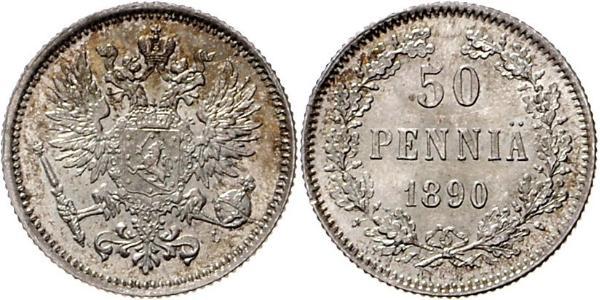 50 Пені Російська імперія (1720-1917) / Велике князівство Фінляндське (1809 - 1917) Срібло 