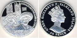 50 Пені Фолклендські острови Срібло Єлизавета II (1926-2022)