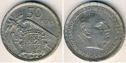 50 Песета Франкистская Испания (1936 - 1975) Никель/Медь Франко, Франсиско(1892 – 1975)
