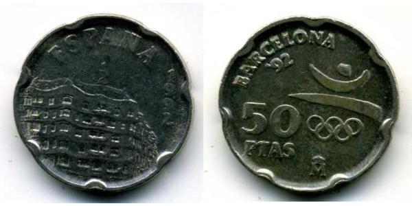 50 Песета Королівство Іспанія (1976 - ) Нікель/Мідь 