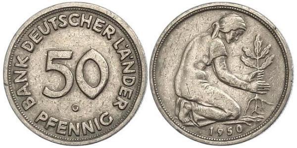 50 Пфенниг Германская Демократическая Республика (1949-1990) / ФРГ (1949-1990) Никель/Медь 