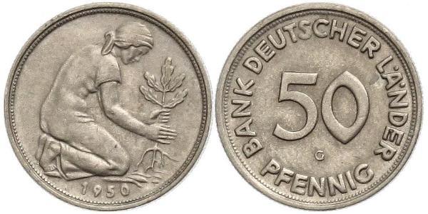 50 Пфенниг Германская Демократическая Республика (1949-1990) / ФРГ (1949-1990) Никель/Медь 