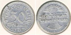 50 Пфеніг Веймарська республіка (1918-1933) Алюміній 