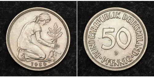 50 Пфеніг ФРН (1949-1990) Мідь 