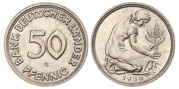 50 Пфеніг ФРН (1949-1990) / Німецька Демократична Республіка (1949-1990) Нікель/Мідь 