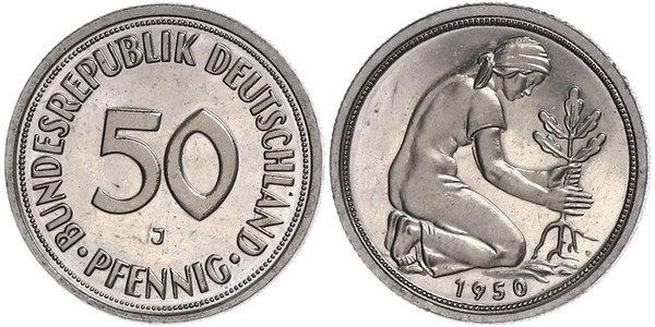50 Пфеніг ФРН (1949-1990) / Німецька Демократична Республіка (1949-1990) Нікель/Мідь 