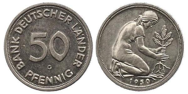 50 Пфеніг ФРН (1949-1990) / Німецька Демократична Республіка (1949-1990) Нікель/Мідь 