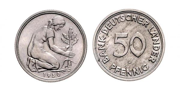 50 Пфеніг ФРН (1949-1990) / Німецька Демократична Республіка (1949-1990) Нікель/Мідь 