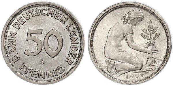 50 Пфеніг ФРН (1949-1990) / Німецька Демократична Республіка (1949-1990) Нікель/Мідь 