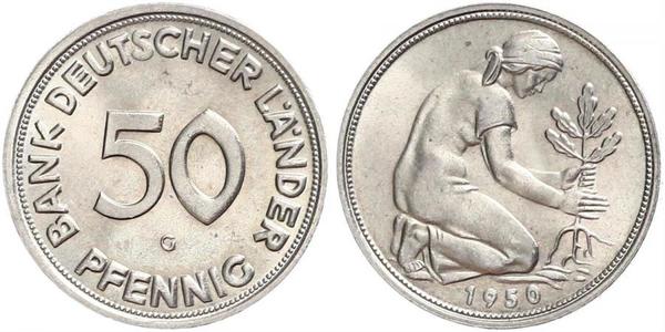 50 Пфеніг ФРН (1949-1990) / Німецька Демократична Республіка (1949-1990) Нікель/Мідь 