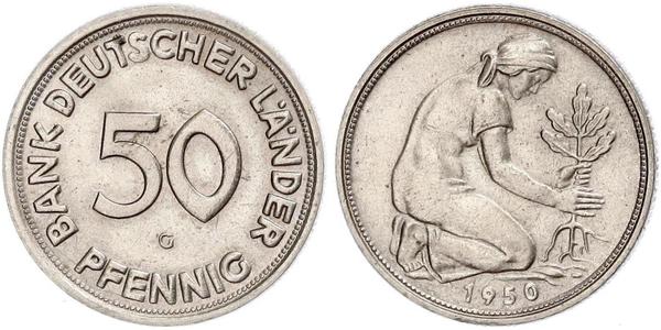 50 Пфеніг ФРН (1949-1990) / Німецька Демократична Республіка (1949-1990) Нікель/Мідь 
