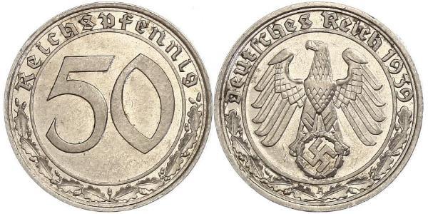 50 Рейхспфенниг Третий рейх (1933-1945) Никель 