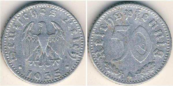 50 Рейхспфеніг Третій рейх (1933-1945) Алюміній 