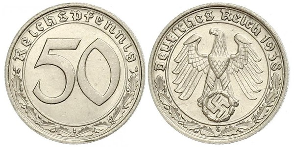 50 Рейхспфеніг Третій рейх (1933-1945) Нікель 