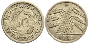 50 Рейхспфеніг / 50 Пфеніг Веймарська республіка (1918-1933) Латунь 