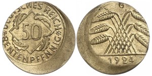 50 Рейхспфеніг / 50 Пфеніг Веймарська республіка (1918-1933) Латунь 
