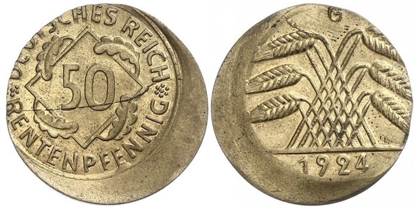 50 Рейхспфеніг / 50 Пфеніг Веймарська республіка (1918-1933) Латунь 