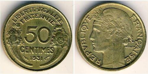 50 Сантим Третья французская республика (1870-1940)  Алюминий/Бронза 