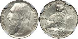 50 Сантим Бельгия Серебро Леопольд II (1835 - 1909)