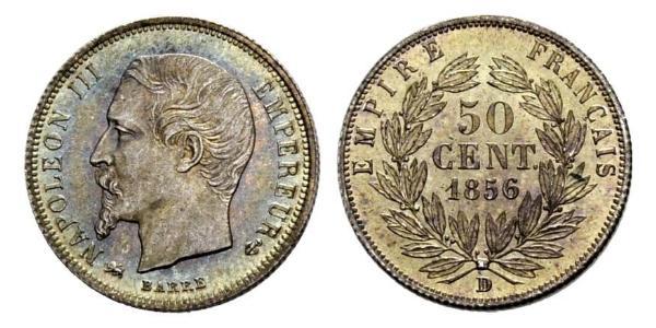 50 Сантим Вторая французская империя (1852-1870) Серебро Наполеон III Бонапарт (1808-1873)