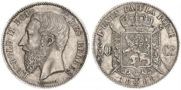 50 Сантім Бельгія Срібло Леопольд II (1835 - 1909)