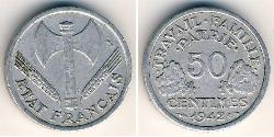 50 Сент Vichy France (1940-1944) Алюміній 
