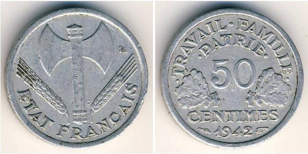 50 Сент Vichy France (1940-1944) Алюміній 