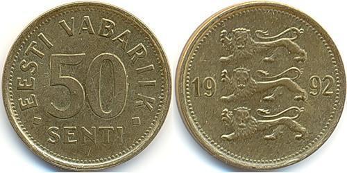50 Сент Естонія (1991 - ) Бронза/Алюміній 
