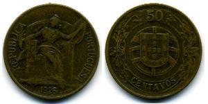 50 Сентаво Перша Португальська Республіка (1910 - 1926) Бронза/Алюміній 