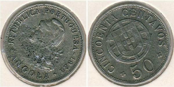 50 Сентаво  Portuguese Angola (1575-1975) Нікель/Бронза 