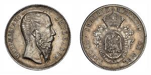 50 Сентаво Вторая Мексиканская империя (1864 - 1867) Серебро Maximilian I of Mexico (1832 - 1867)
