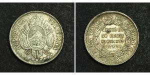 50 Сентаво Многонациональное Государство Боливия (1825 - ) Серебро 