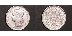50 Сентаво Первая Португальская республика (1910 - 1926) Серебро 