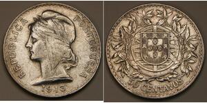 50 Сентаво Первая Португальская республика (1910 - 1926) Серебро 