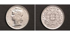 50 Сентаво Первая Португальская республика (1910 - 1926) Серебро 