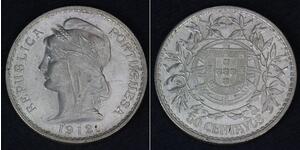 50 Сентаво Первая Португальская республика (1910 - 1926) Серебро 