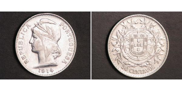 50 Сентаво Первая Португальская республика (1910 - 1926) Серебро 