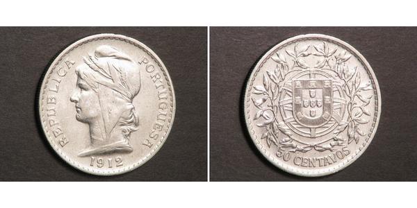 50 Сентаво Первая Португальская республика (1910 - 1926) Серебро 