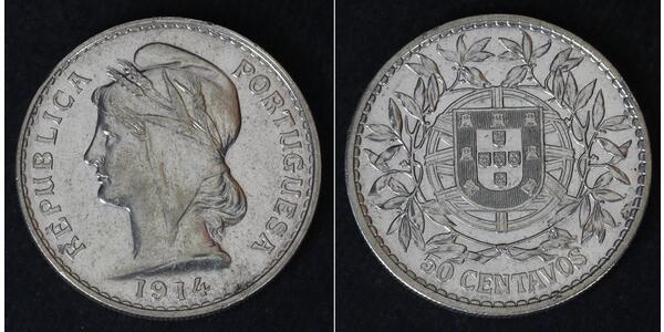 50 Сентаво Первая Португальская республика (1910 - 1926) Серебро 