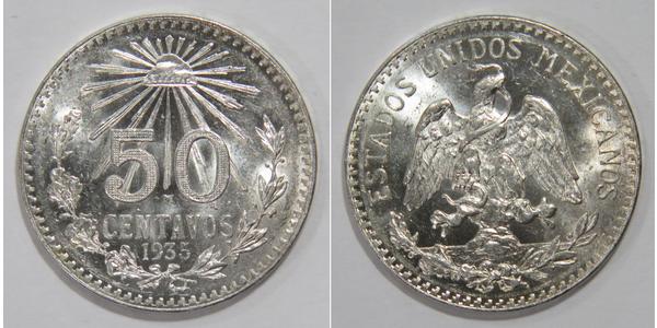 50 Сентаво Соединённые Штаты Мексики (1867 - ) Серебро 