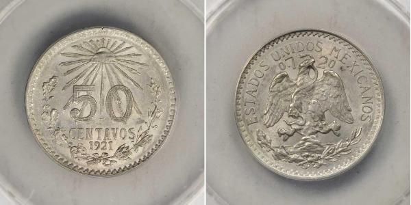50 Сентаво Соединённые Штаты Мексики (1867 - ) Серебро 