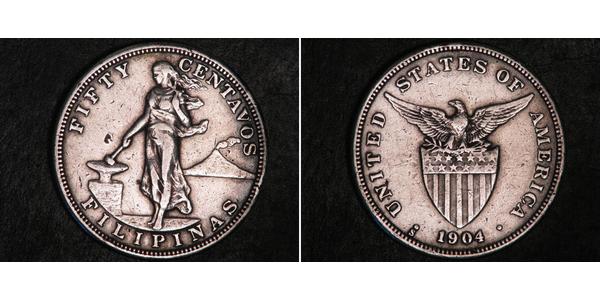 50 Сентаво Филиппины Серебро 