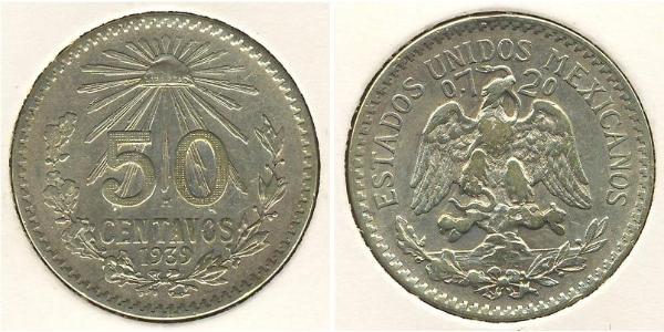 50 Сентаво Мексиканські Сполучені Штати (1867 - ) Срібло 