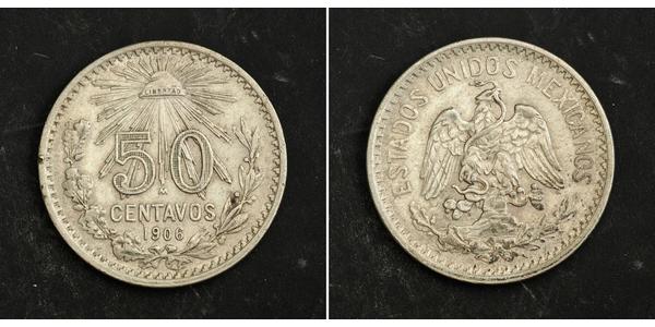50 Сентаво Мексиканські Сполучені Штати (1867 - ) Срібло 